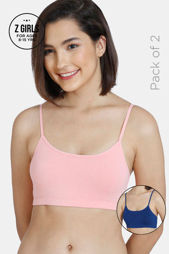 Buy Zivame Girls Double Layered Non Wired Full Coverage Beginners Bra (Pack of 2) - Pink Navy2